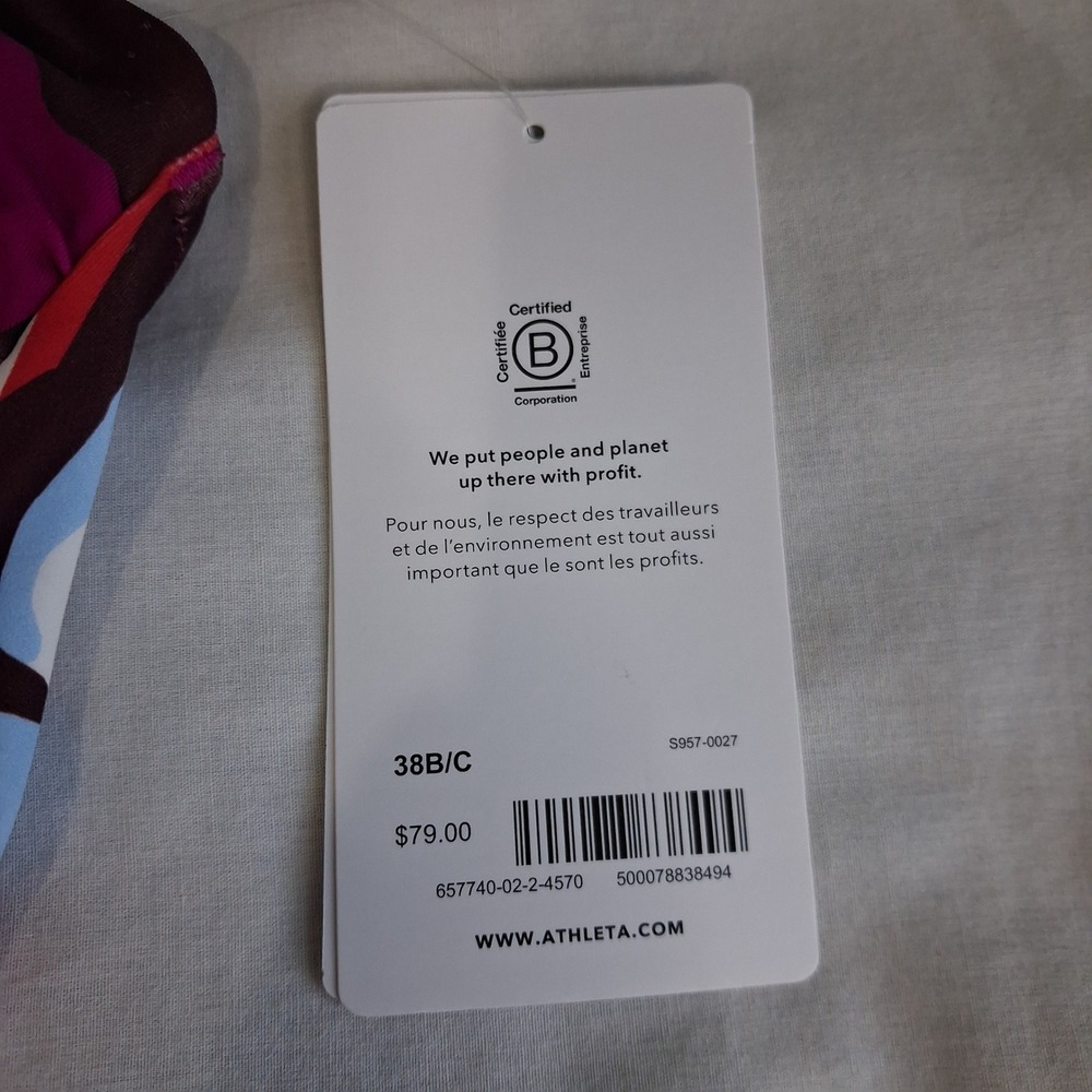 Athleta Womens Bra Top Tankini Top Brown Pink White 38 B/C New Tropical Swimwear - Picture 8 of 11
